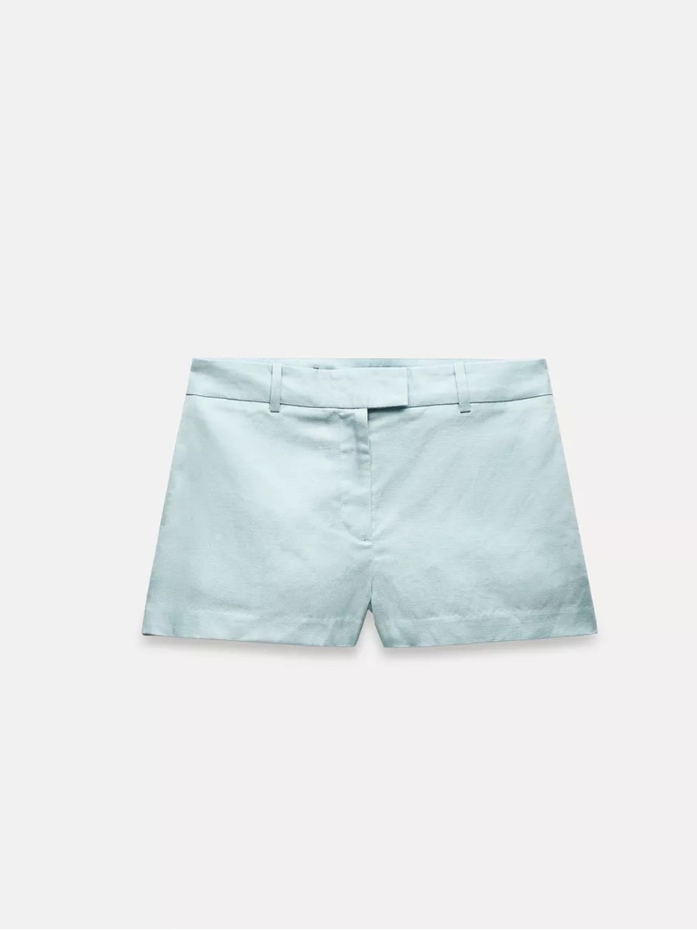 ZARA MID-RISE LINEN BERMUDA SHORTS